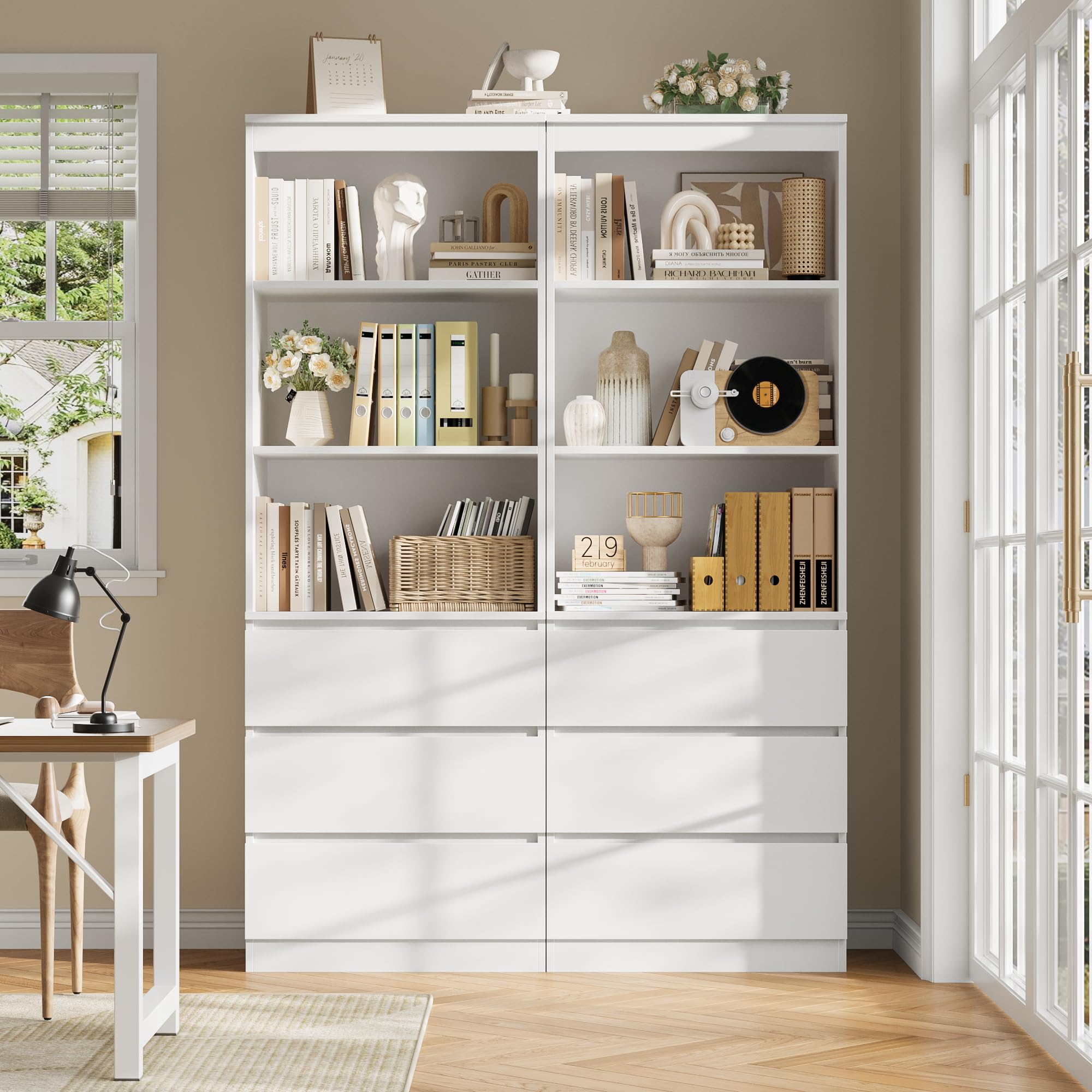 FirFurd Scaffale Libreria con 3 Scomparti Aperti e Cassetto,Scaffale per Libri,Mobiletto Armadietto Mobile in Legno,Mobile Alto Salvaspazio,per Soggiorno, Camera Letto, Studio 60x35x180cm (Bianco)