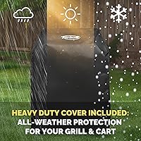 Vista 5 de Turbo E - Carrito de parrilla exclusivo con ruedas, estantes laterales espaciosos, almacenamiento integrado y elegante acabado negro para combinar