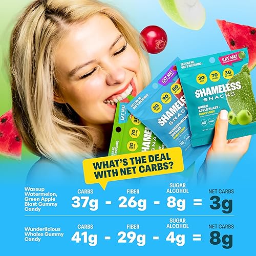 Miniatura 6 de Shameless Snacks - Gomitas keto bajas en carbohidratos sin gluten - Manzana verde, sandía, ballenas Wunderlicious