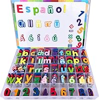 Vista 9 de Letras magnéticas del alfabeto en español e inglés y números ABC imanes pizarra, letras españolas y números magnéticos para niños, juguetes