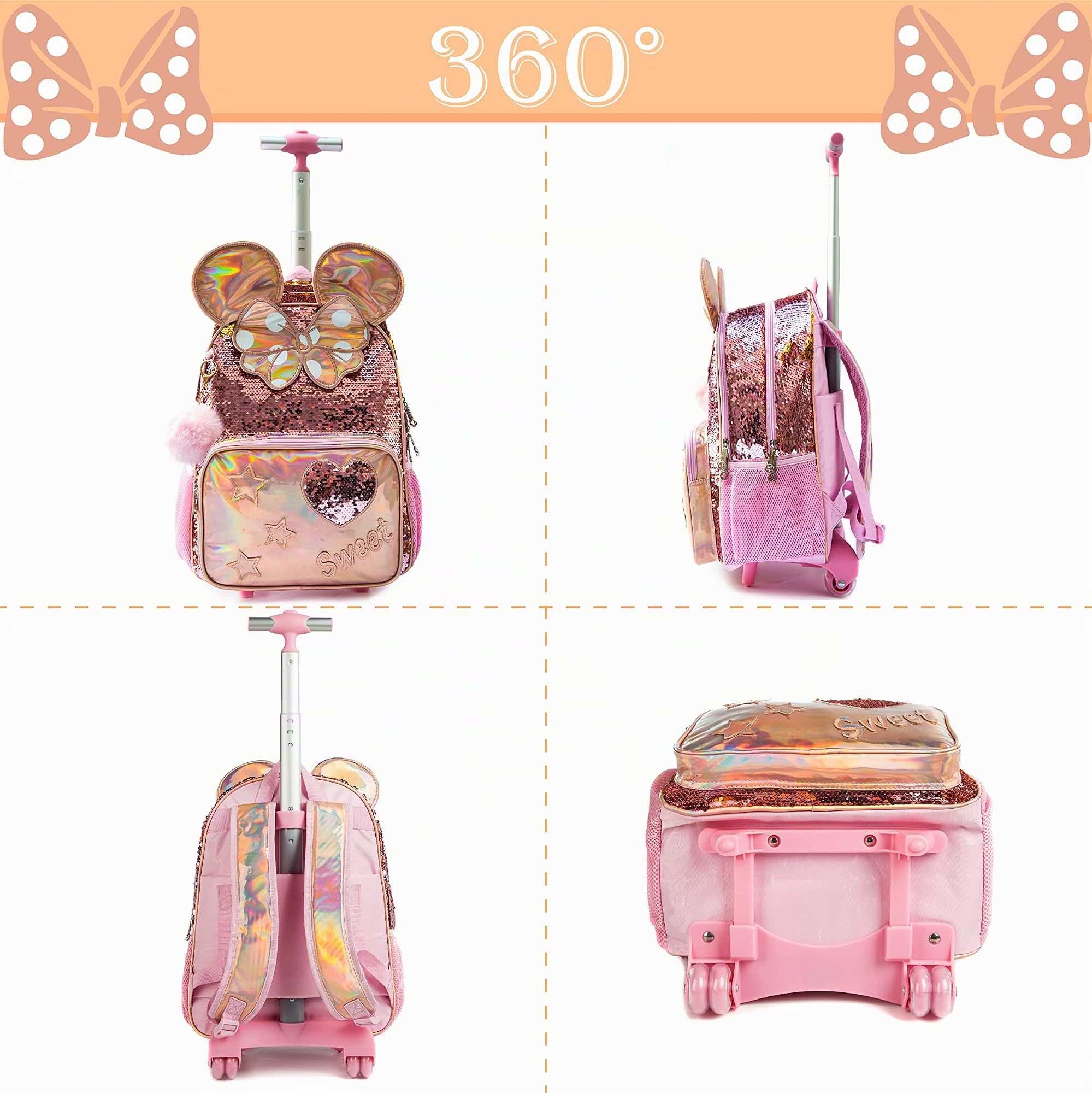 Pop It Fidget Toys Sac a Roulette Fille,16inch Cartable Fille Primaire Roulette Pop Licorne Push Bubble Sensory Squeeze Squeeze Sac à Roulette,Convient aux enfants du primaire et de la maternelle.,