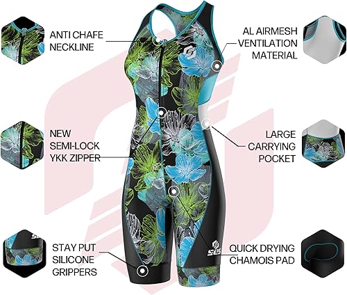 Miniatura 2 de SLS3 Trajes de triatlón para mujer, tela FX premium, traje de triatlón para mujer, cómodo y duradero, sin estante