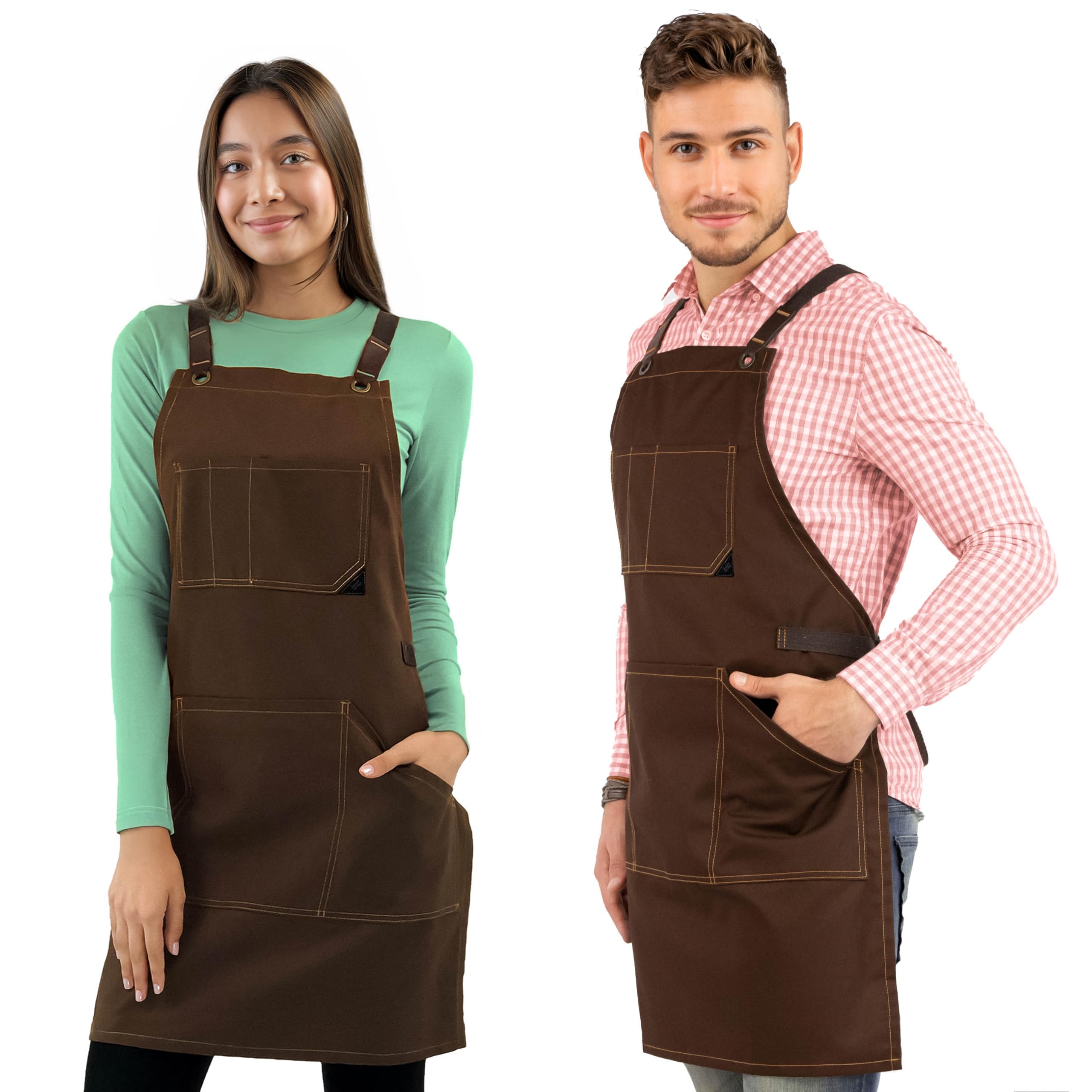 Under NY Sky Cross-Back Apron in Chocolate Brown
