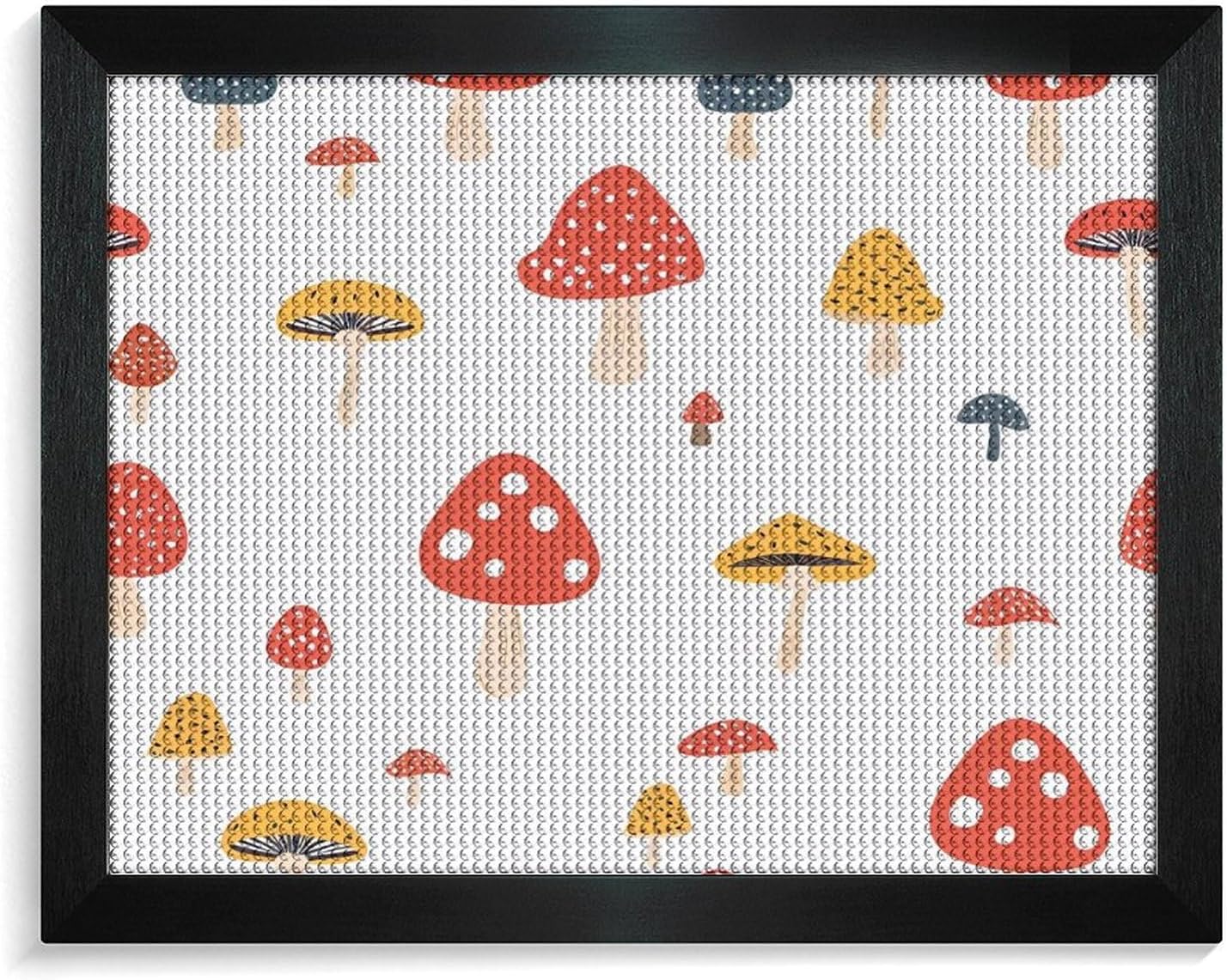 Colorful Mushroom Printed Diamond 5D Painting Kit 16x20in DIY Full Drill Craft with Tools for Home Wall Decor Gift Blackwood 50 * 40cm
