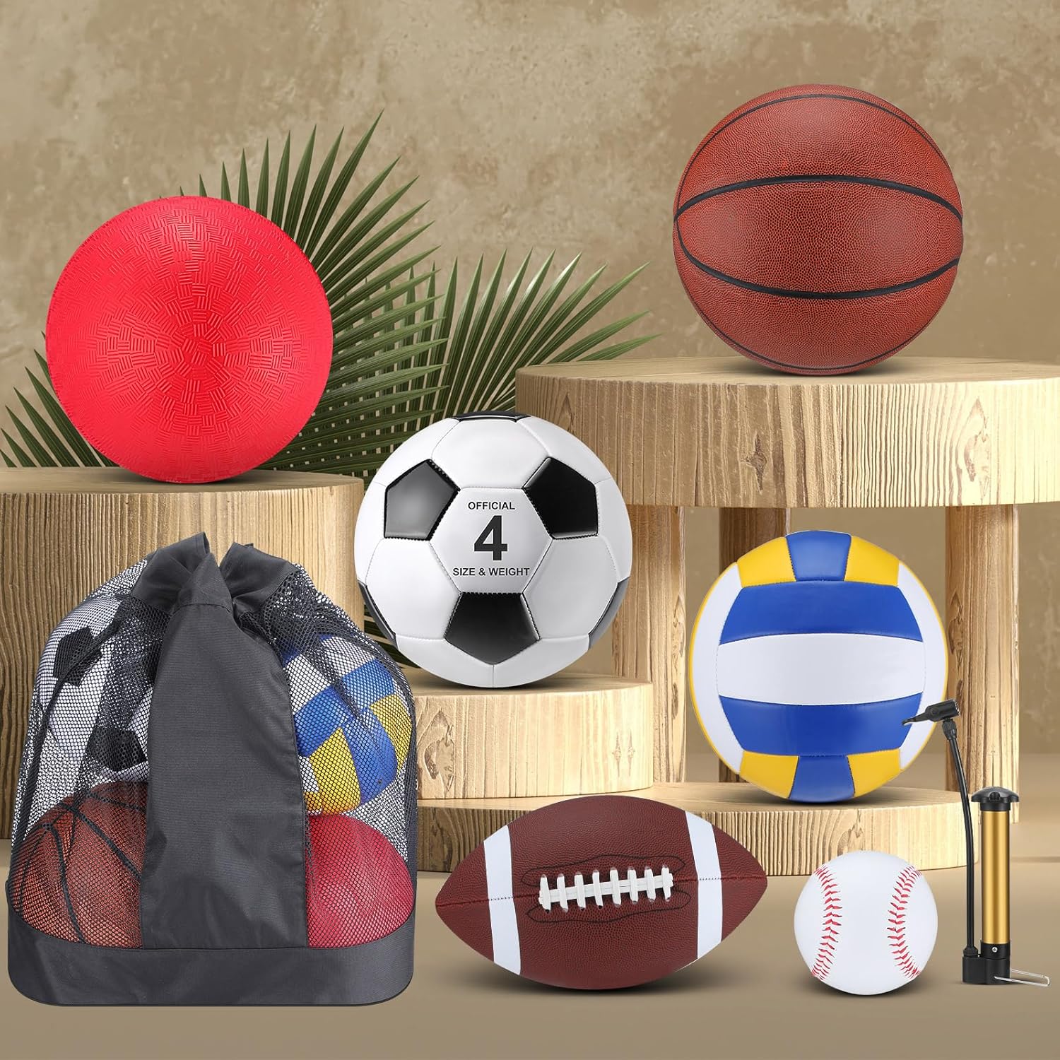 Deekin 12 Pcs Assorted Sport Ball Set for Kids Official Size Basketball Football Volleyball Soccer Baseball Playground Ball with Bag and Pump for Kid Youth Gift Back to School - Image 4
