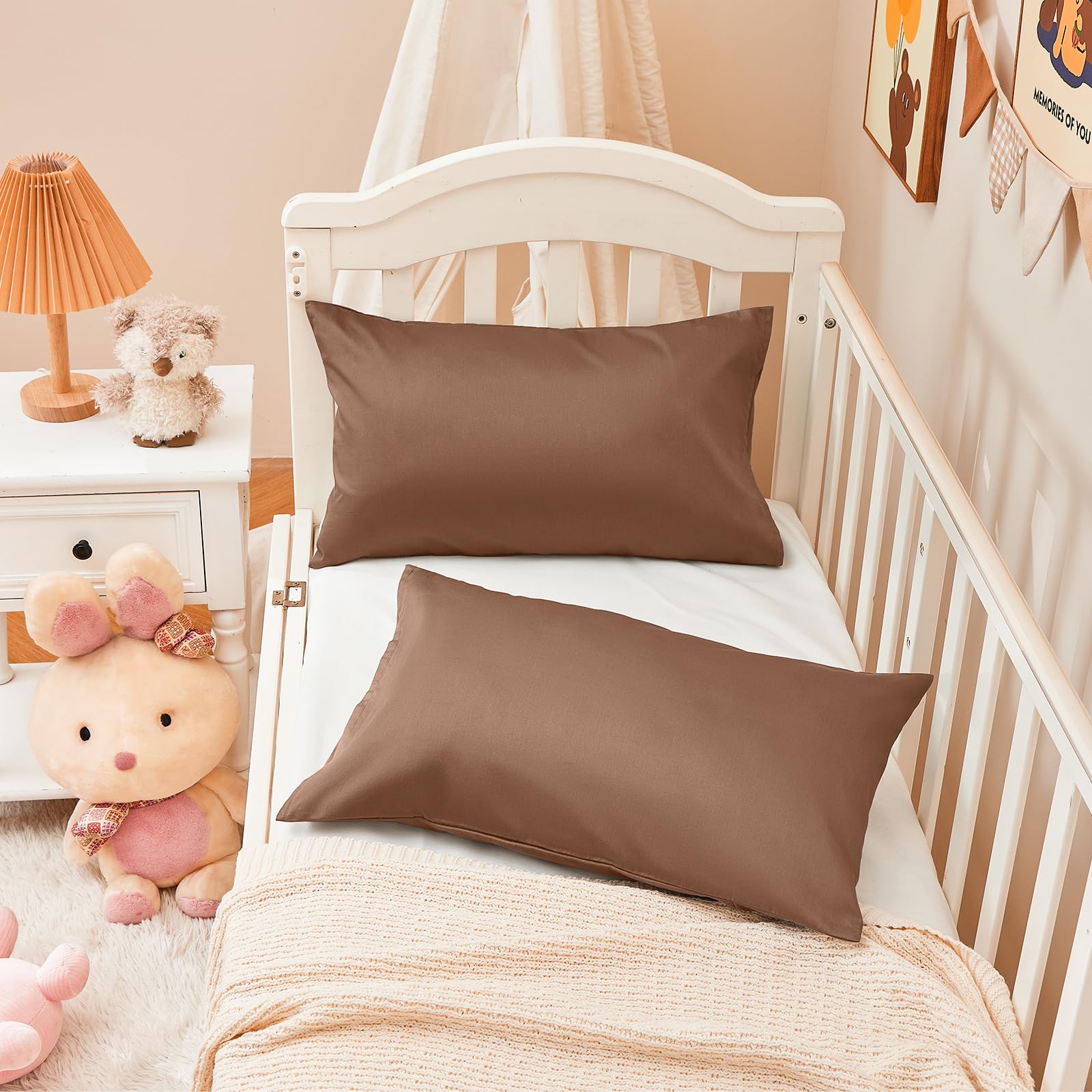 Warmstar Juego de 2 fundas de almohada 100 % algodón para niños pequeños, 600 hilos, 13 x 18 pulgadas, suaves y transpirables, funda de almohada de algodón de 33 x 45 cm con cierre de sobre, color