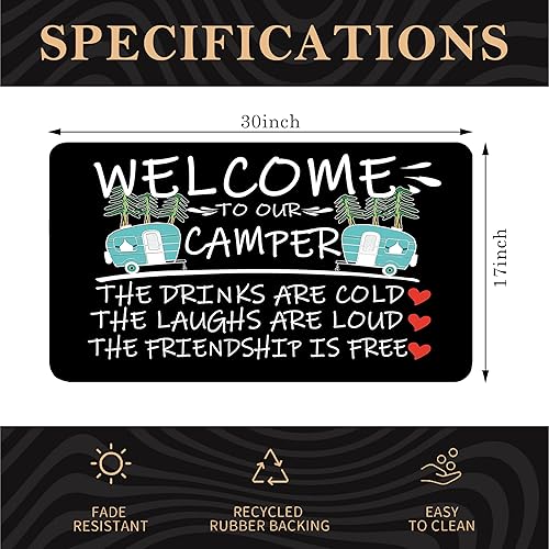 Miniatura 74 de Tapete divertido para puerta de campamento de 17 x 30 pulgadas, regalos de campamento para mujeres, alfombras de cámper para interior, alfombra