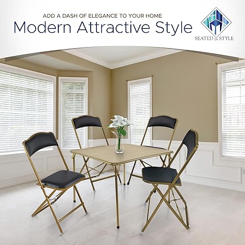 Miniatura 3 de Sillas plegables con asientos acolchados, paquete de 4, sillas plegables con marco de acero resistente, elegantes sillas de puente para fiestas,