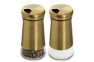 Copper Stainless Steel Salt and Pepper Shakers,Clear Bottom Jar Bottle Container with...