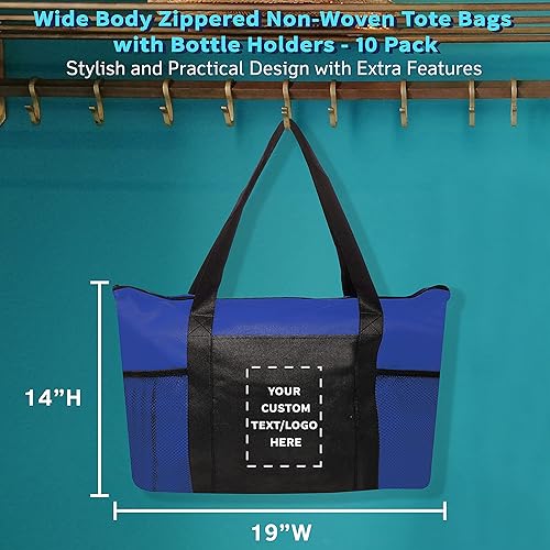 Miniatura 5 de Juego de 10 bolsas de mano no tejidas con cremallera, texto personalizable, logotipo, bolsillo de malla, con cremallera, reciclables, reutilizables,