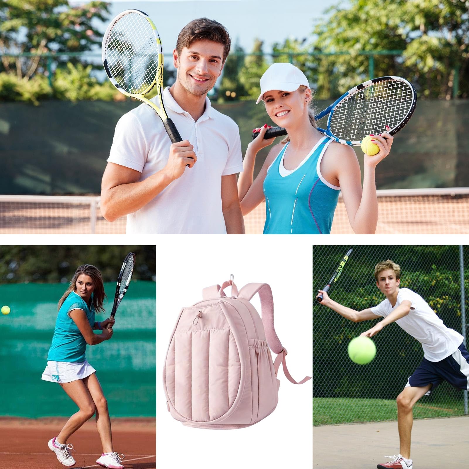 Plecak na rakiety tenisowe, z warstwą kontroli temperatury, 32 x 23,1 x 45,5 cm, damski plecak fitness, torba na sprzęt sportowy, lekki materiał, na sprzęt motyki, badminton, siłownię, trening fitness