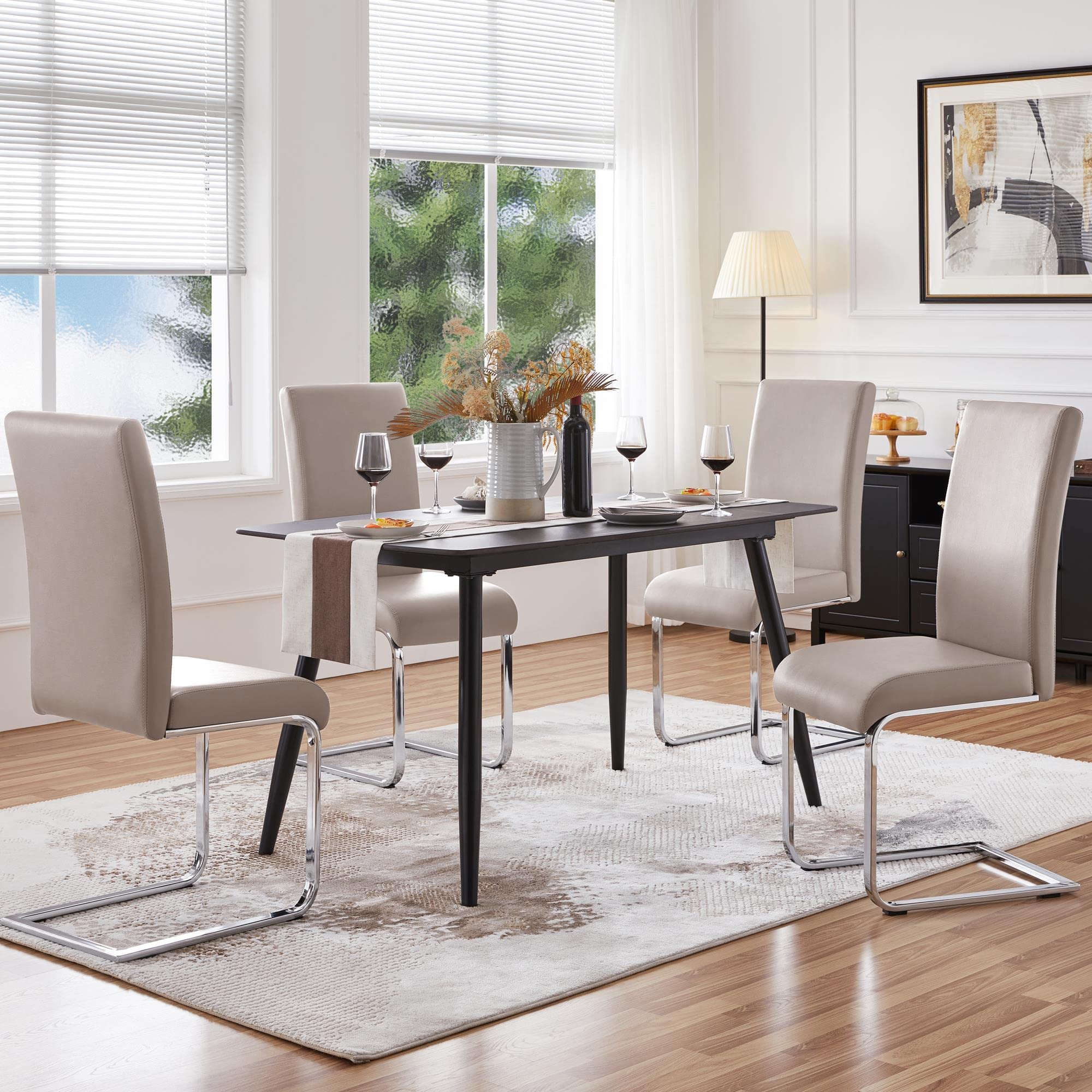 Yaheetech Esszimmerstühle 4er Set Freischwinger – Bild 2