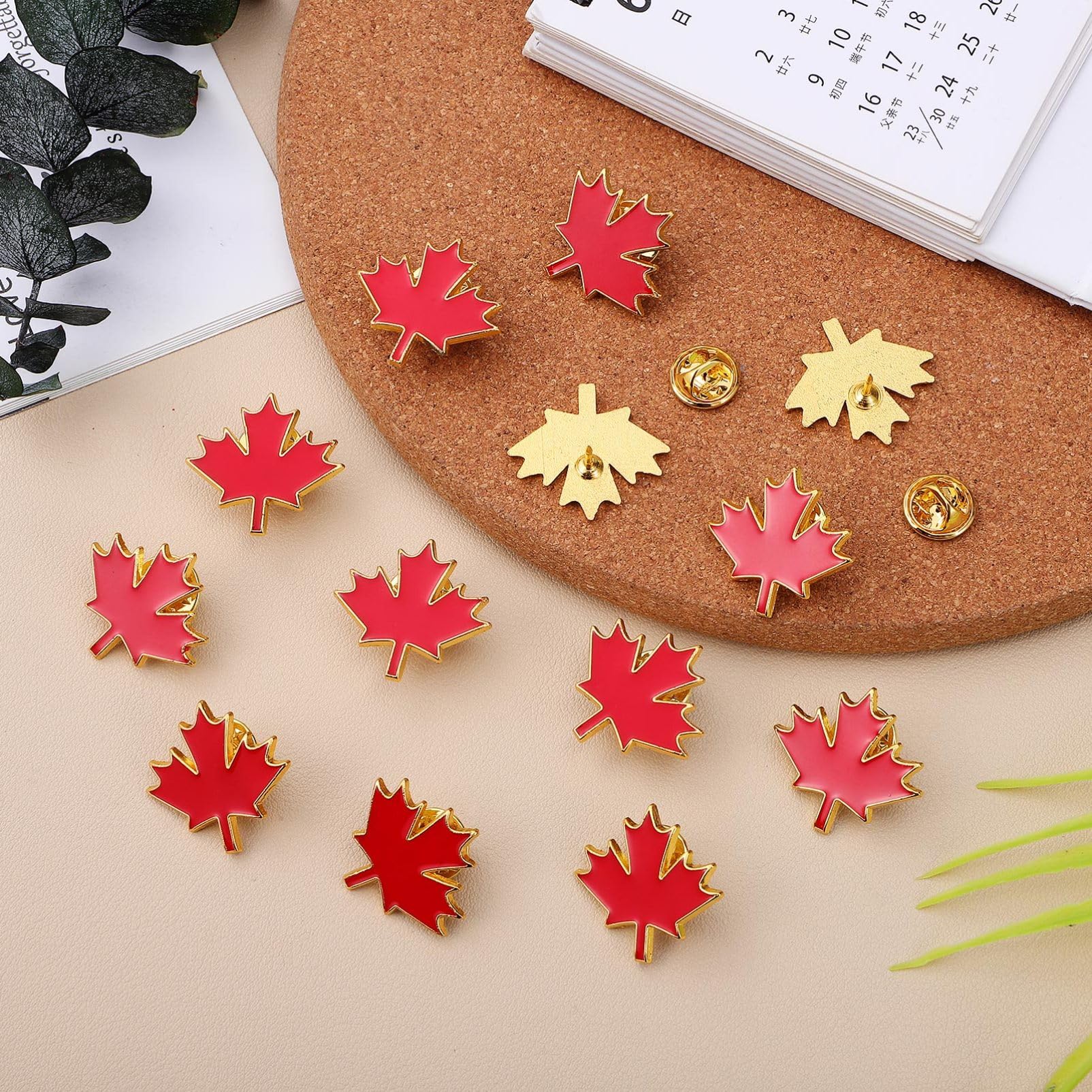 Angoily 20 szt. Canada Pin Canada Souvenirs Flag Kanadyjski liść klonu - pinezki metalowe liść klonu broszki szpilki kanadyjskie narodowe klapy patriotyczne, 2.50X2.40X1.00CM, Żelazo, No Gemstone