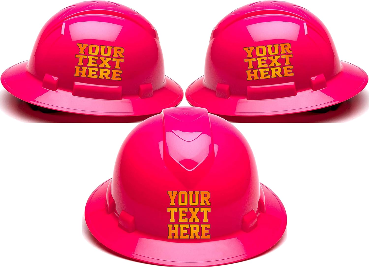 Custom Hard Hats - Personalized Logo - Customized Full Brim Cap 4 Point Ratchet Suspension