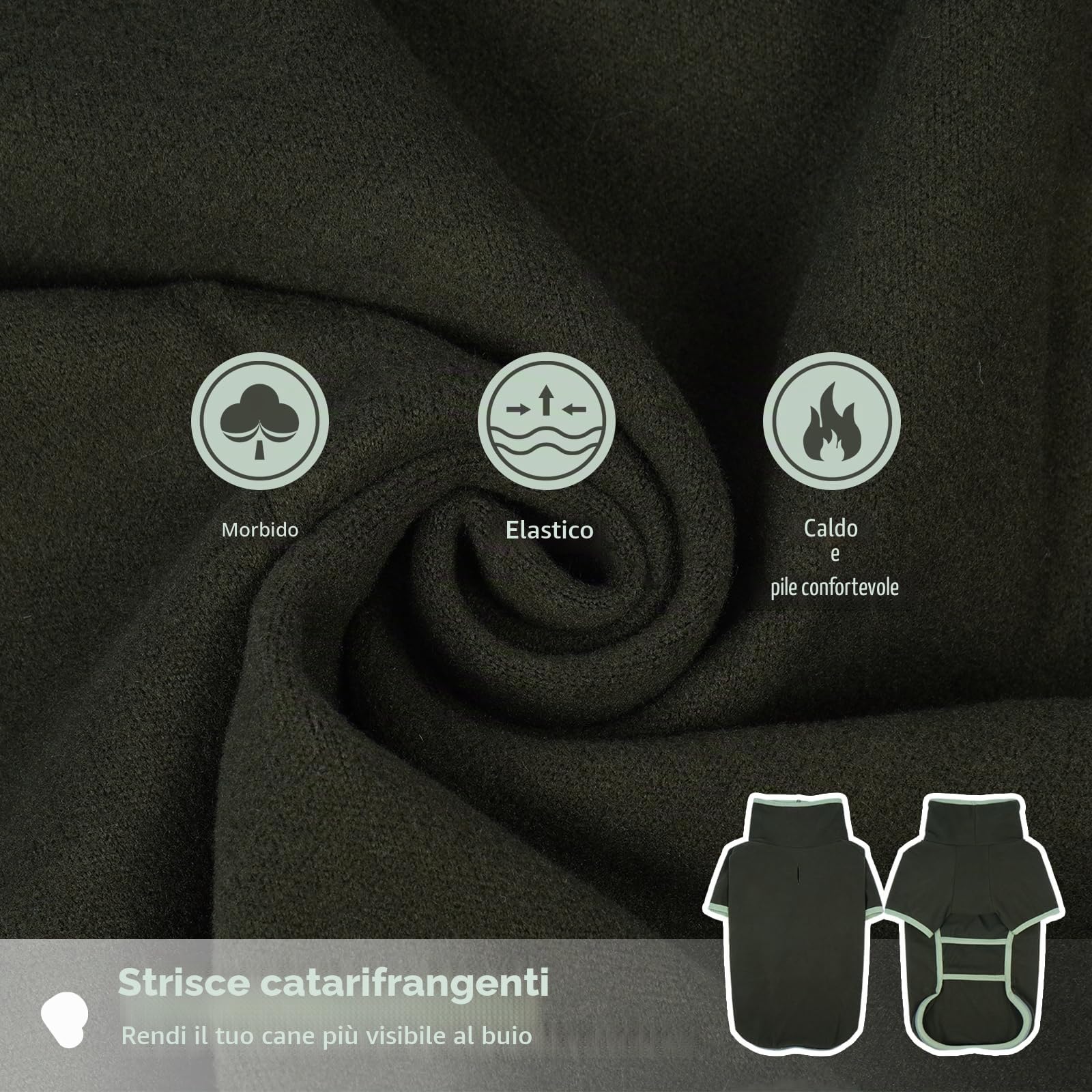 Giacca Invernale per Cani, Cappotto Invernale Maglioncino Pile Cane Taglia Media Pigiama Giubbotto Invernale Facile da Indossare(Verde militare, XL)