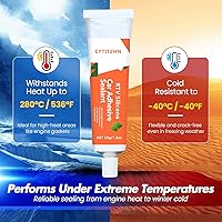 Vista 6 de RTV - Adhesivo sellador de silicona, 100% impermeable, fuerte adherencia, resistente al encogimiento y a las grietas, calafateo multiusos