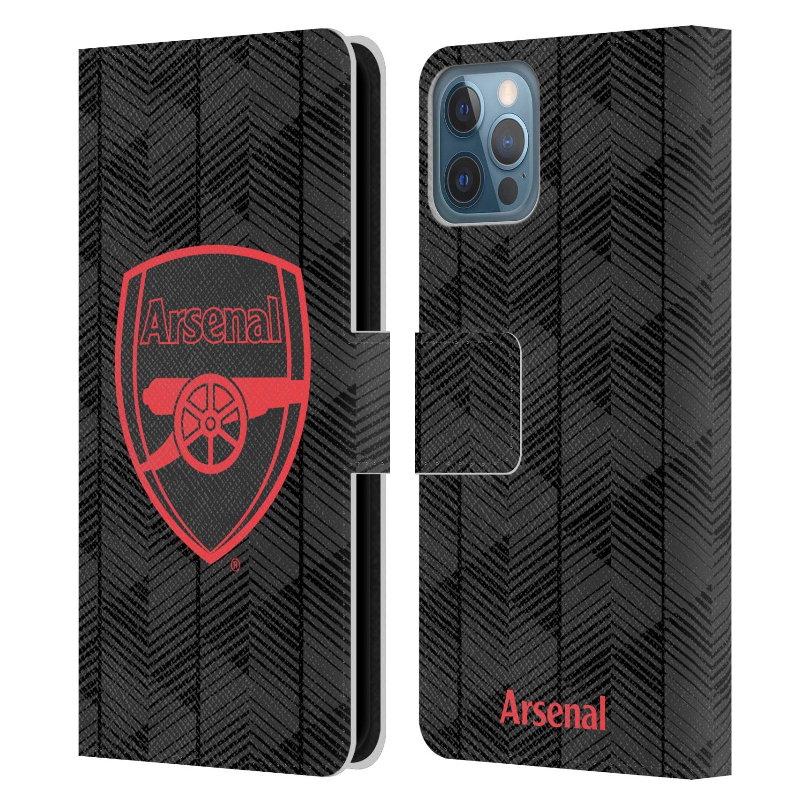 Head Case Designs Officially Licensed Arsenal FC Black Crest and Gunners Logo Leather Book Wallet Case Cover Compatible With Apple iPhone 12 / iPhone 12 Pro — image 1