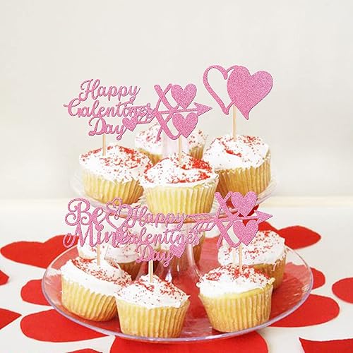 Miniatura 5 de 36 piezas de decoración para cupcakes con purpurina para el día de San Valentín dulce amor sé mío para el día de San Valentín boda despedida de