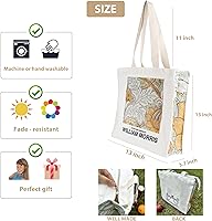 Vista 3 de Bolsa de lona para mujer con cremallera, bolsa de lona duradera y portátil reutilizable, bolsa de mano estética