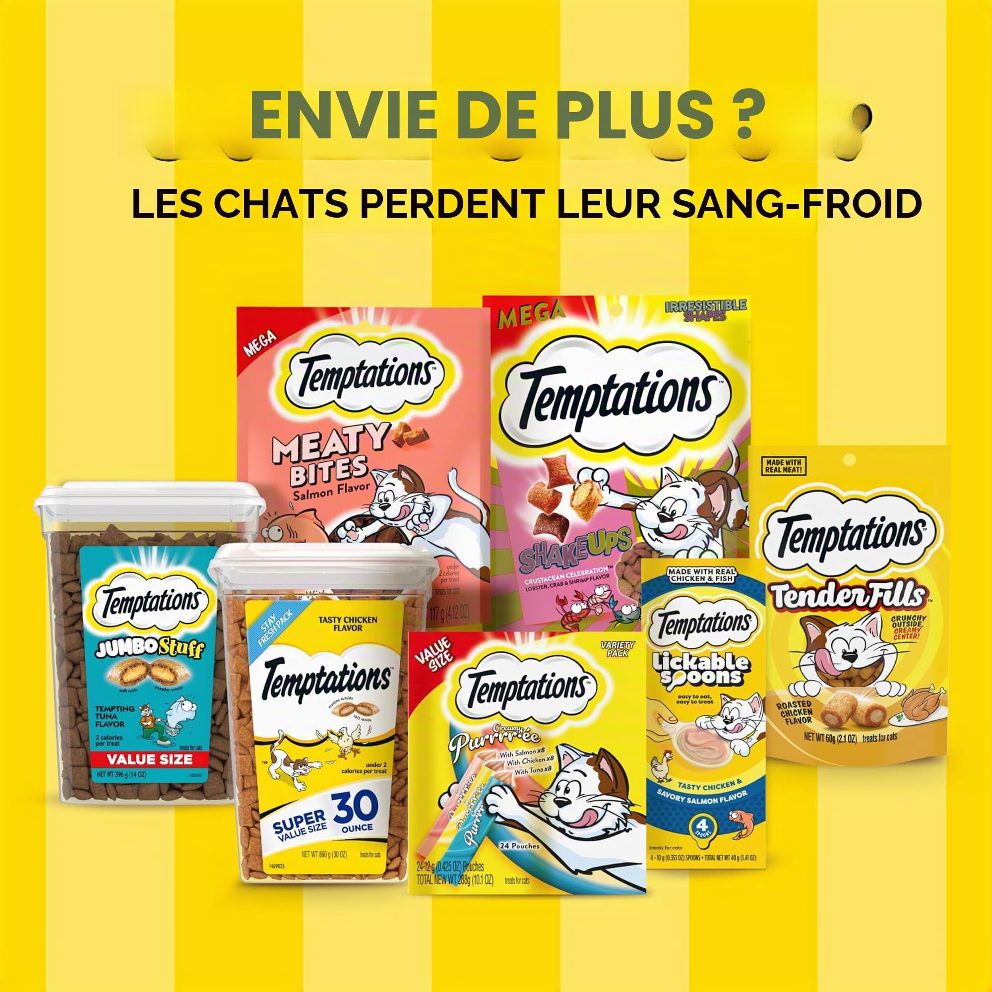 Temptations MixUps Surfer's Delight Flavor Friandises croquantes et Douces pour Chat, Pot de 473,6 g