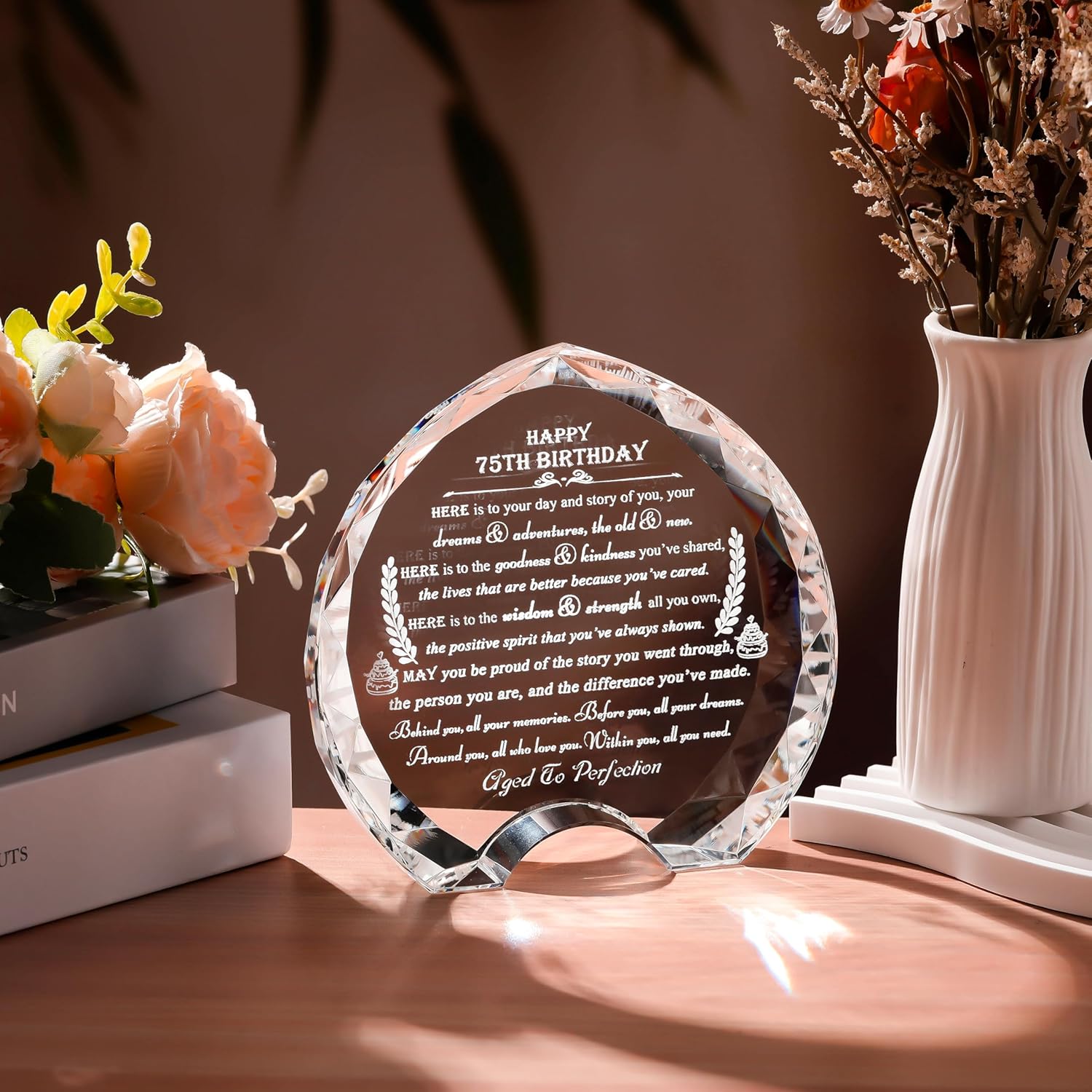 75th Birthday gifts for Women Men - Crystal Heart Gift Personalized 1951 75 Year Old Present For Her Him - Happy 75th Ideas For Mom Dad Unique - Image 6