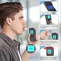 Vista 8 de Alcoholímetro, probador de alcohol portátil con circuito de grado de laboratorio, procesador de doble núcleo, pantalla LED y LCD, detección rápida