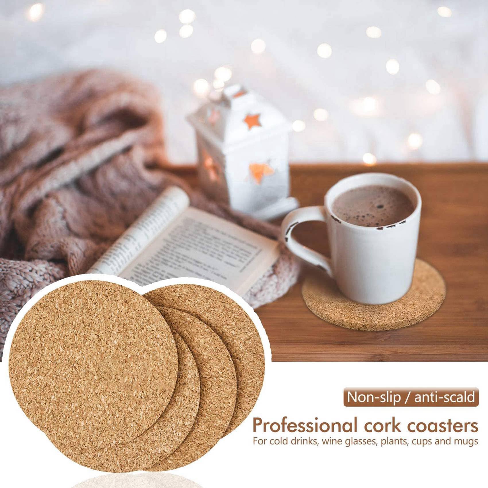 100 Paquets de sous-Verres en LièGe pour, sous-Verres de Bar Absorbants RéSistants à la Chaleur Soucoupes RéUtilisables pour Verres à Vin Tasses Tasses
