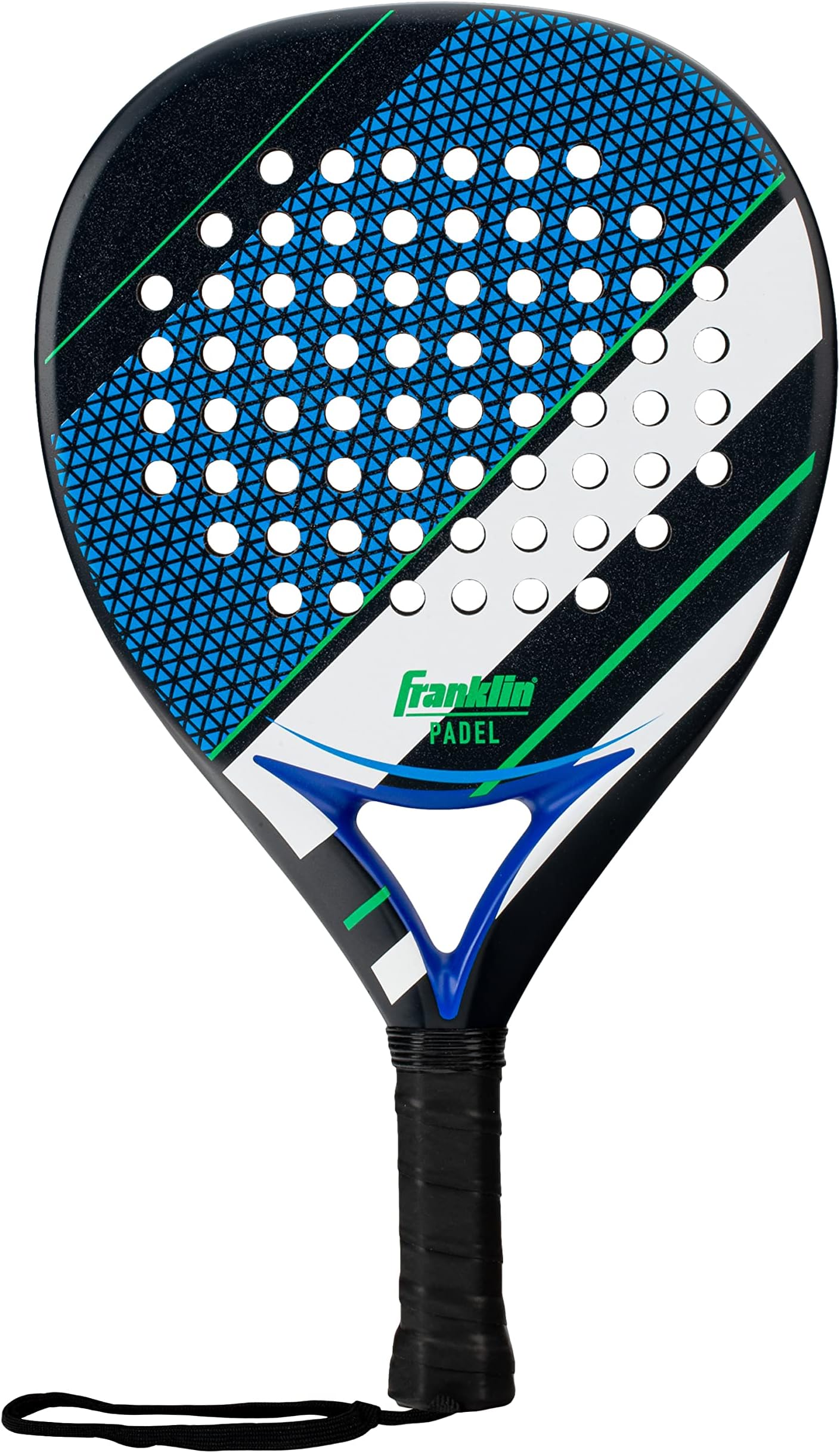 Franklin Sports Padel Racket - Aurora - Carbon Fiber Diamond Shape Padel Racket with Foam Core + MAX Grit Surface - 365g - Premium for Intermediate + Advanced Players - Blue