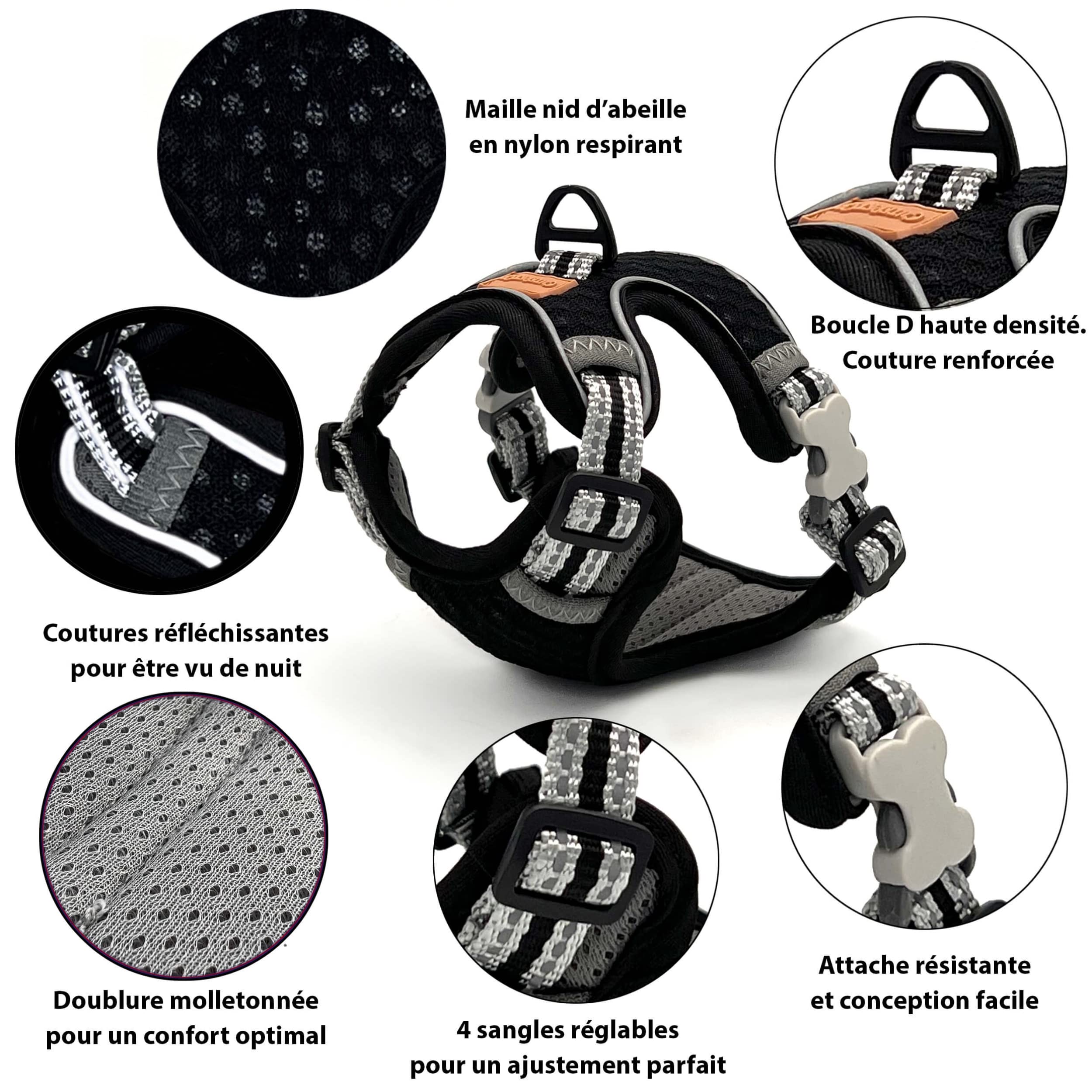 CutePet - Anti-Escape Harness for Kitten Adult Cat, Puppy, Small Dog, Rabbit with Cat Hair Glove, Black - Image 4