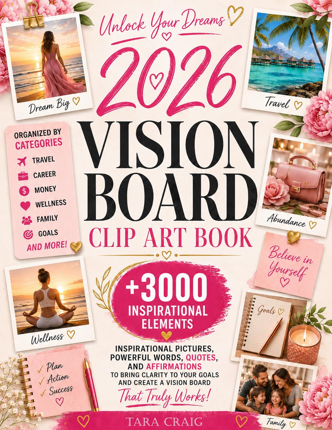 Livre d'images vision board pour manifester vos rêves et cultiver la pensée positive au quotidien