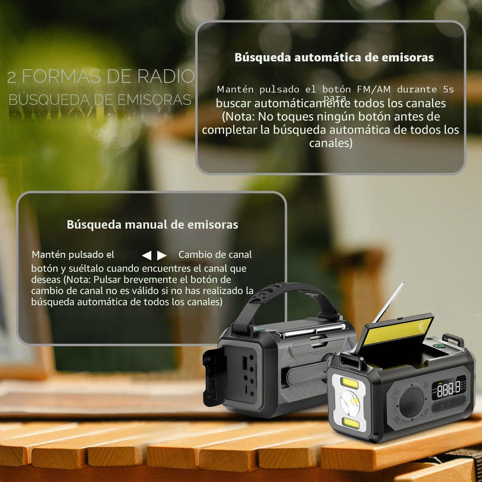 Wholede 12000mAh Radio Manivela, Am/FM Radio Portátil de Emergencia con Cargador para Móvil Radios Solar Kit de Emergencia Dinamo con Linterna SOS Alarma para Camping, Ourdoor