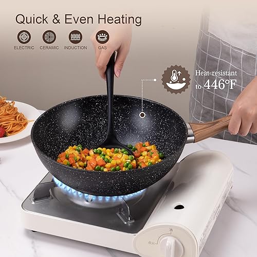 Miniatura 7 de Juegos de utensilios de cocina antiadherentes saludables  16 piezas ollas y sartenes con utensilios y vaporizador, utensilios de cocina de aluminio