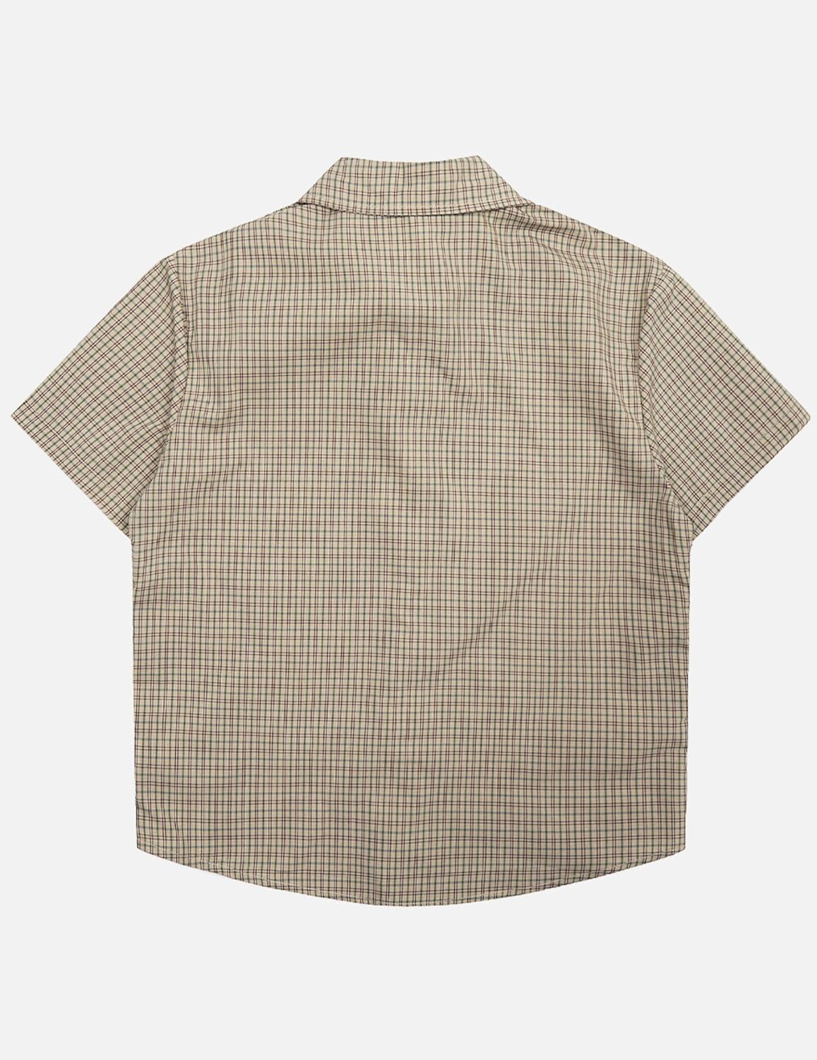 Aelfric Eden Mens Button Down Shirts Boxy Plaid Short Sleeve Shirts Unisex Streetwear Summer Tops - Image 2