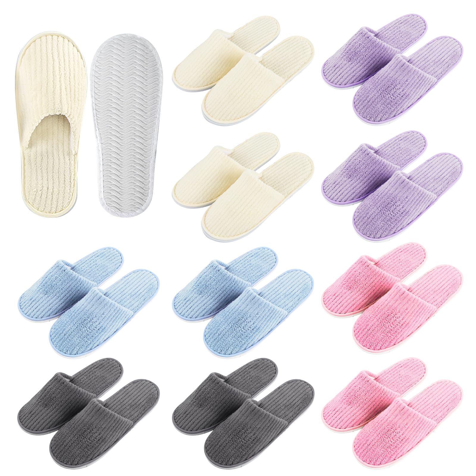 PORFOYO 10 Paires de Pantoufles, Chaussons Invités pour Hommes et Femmes, Pantoufle Hôtel, Pantoufles d'invités, Chausson Invites Portables, Slippers pour Maisons, Spas, Mariages, Voyages, 28 x11cm