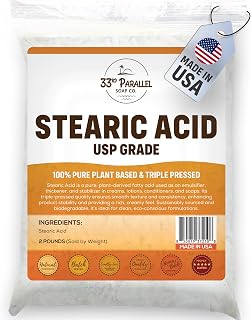 Stearic Acid USP Grade (2 Lbs / 32oz) White Flakes Triple Pressed NF/USP | 100% Plant-Based, Natural Emulsifier, Solidifier & Thickener for Creams, Lotions, Soaps & Candle Making | 2 POUNDS