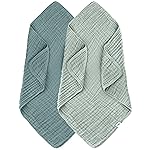 SWEET DOLPHIN Muslin Baby Bath Towels Blanket - 2 Pack 100% Cotton Towel for Babies, Infants, Toddlers - 40x40Inch - Highly Absorbent, Light Emerald
