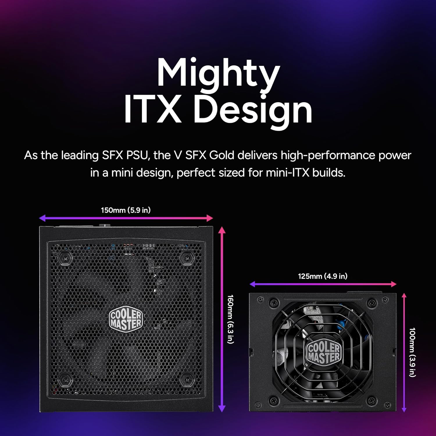 Cooler Master V750 SFX Gold 750W Fully Modular Power Supply – 80+ Gold Certified SFF PSU, ATX 3.1 & PCIe 5.1 Ready, 90° Angled Cable, Low Noise, Small Form Factor ITX PSU, 10-Year Warranty, Black