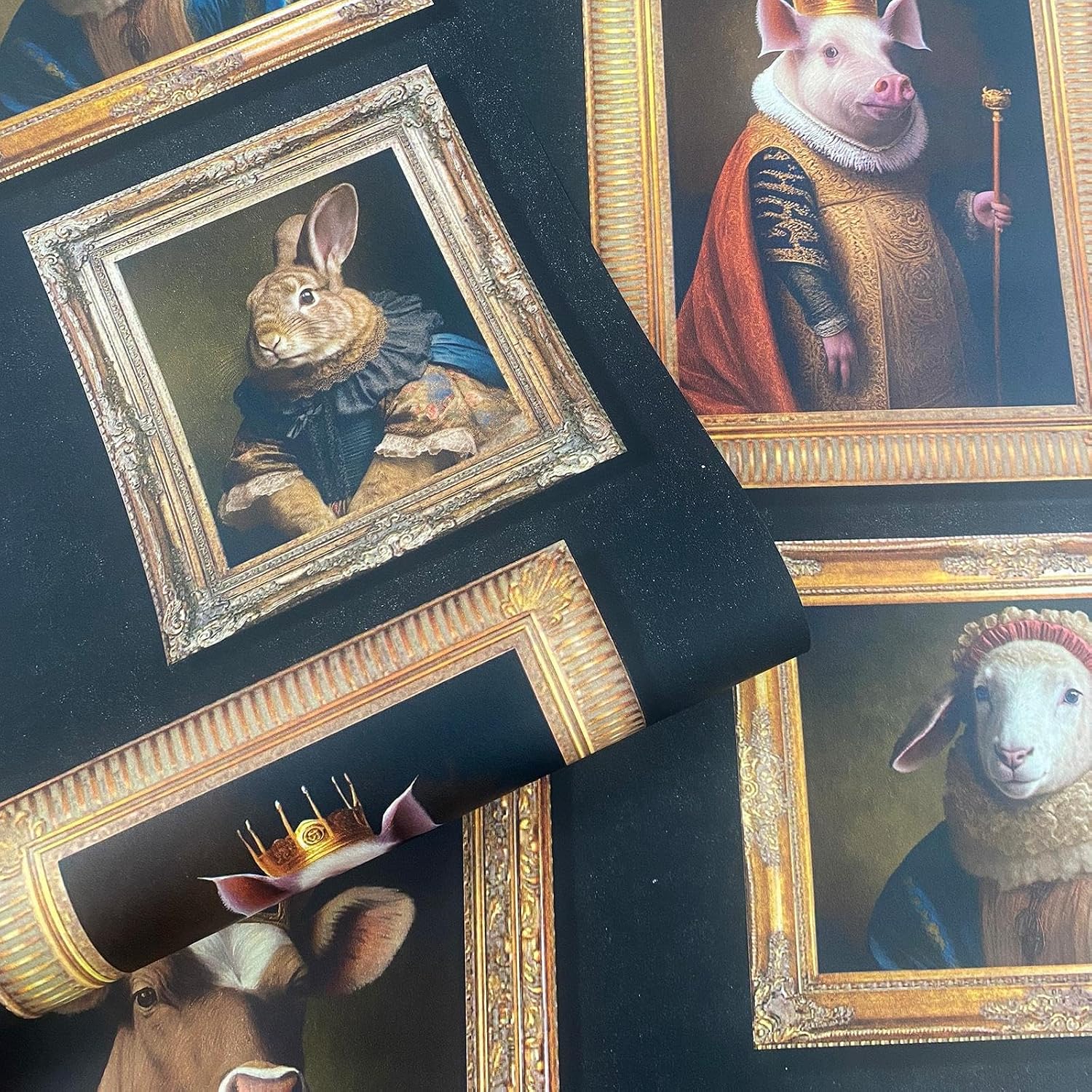 Regal Animals Quirky Animal Prints in Picture Frames Themed Modern Wallpaper Muriva 102575