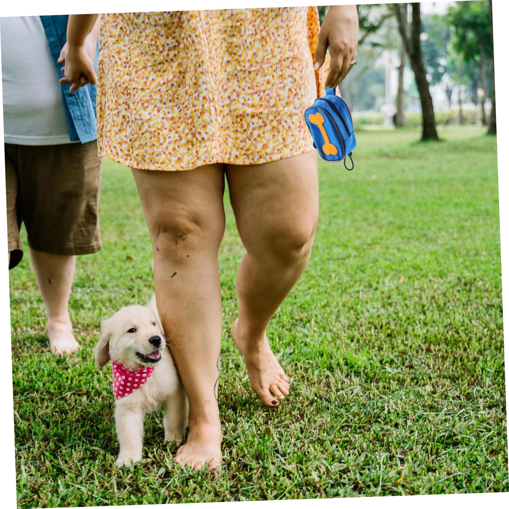 Yardwe Dispensador de Bolsas para Excrementos de Perro con Tela Oxford y 8 Rollos, Bolsa con Cremallera para Correa y Diseño con Gancho para Actividades al Aire Libre