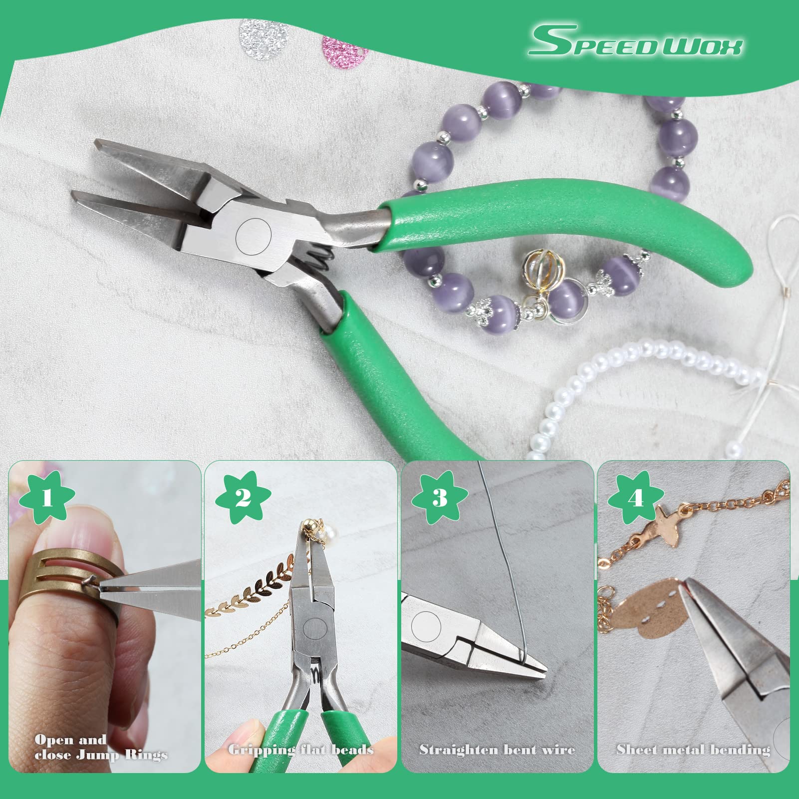 SPEEDWOX 5-Inch Flat Nose Pliers for Jewelry Making Smooth Jaw Mini Duck Bill Plier for Wire Wrapping Bending or Straightening Sheet Metal Bending Jewelry Making Tools Open and Close Jump Rings - Image 4