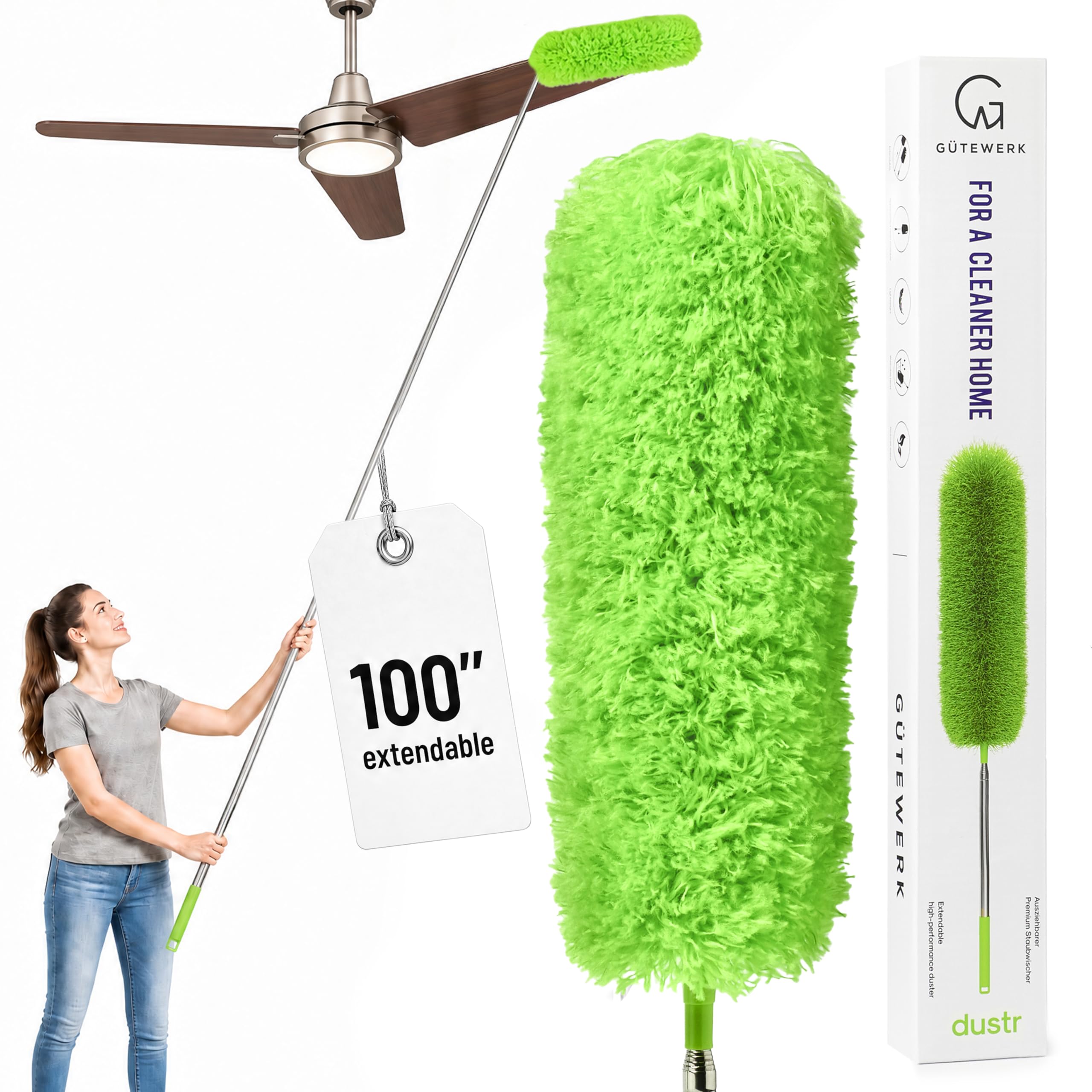 Plumeau télescopique microfibre 252 cm magique pour poussière