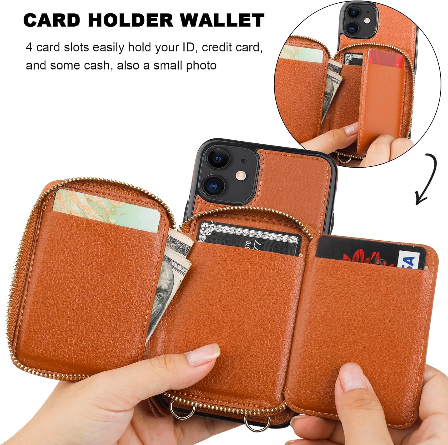 Bocasal A Slim Crossbody Wallet Case for iPhone 11 + A Slim Leather Case for AirPods Pro