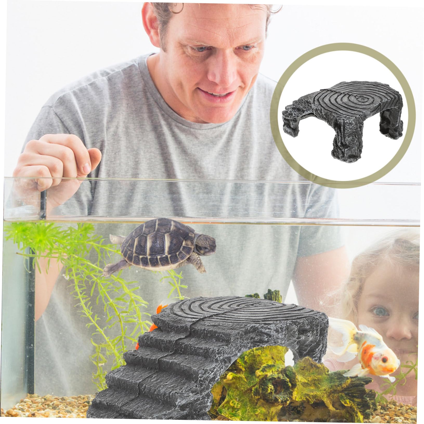 Plataforma De Reptiles para Tomar El Sol para Tortugas Rampa Integrada, Resina Resistente, Tamaño Mediano, para Acuario y Terrario, Adecuado para Tortugas Acuáticas y Reptiles Domésticos