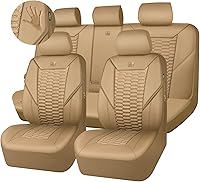 Vista 16 de CAR PASS Juego completo de fundas para asientos de coche de malla de espuma 3D de cuero, fundas para asientos de coche de malla transpirable