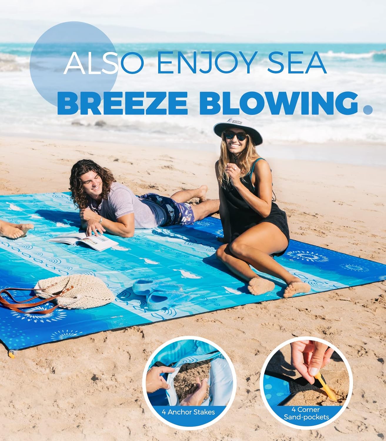 OCOOPA Bohemian Beach Blanket Waterproof Sandproof, 10'X 9' Extra Large, Soft and Durable, Sand Free, Light Weight and Portable, Perfect for Travel Camping, Beach Vacation - Image 5