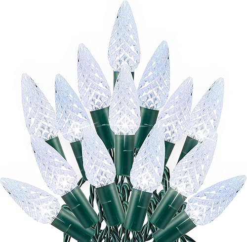 Dazzle Bright C6 - Tira de luces de Navidad, 200 luces LED de 66 pies, impermeables, conectables con temporizador, 8 modos de luces de Navidad para