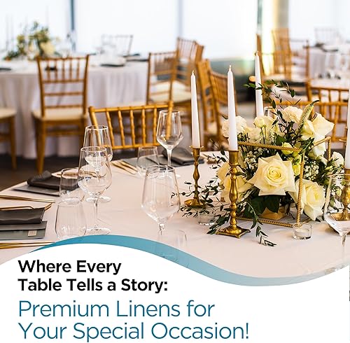 Miniatura 6 de Sparkles Make It Special Mantel redondo de lino de tela de poliéster de 120 pulgadas, 10 piezas, para recepción de boda, restaurante, banquete,