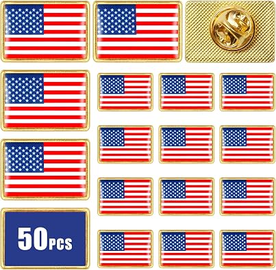 50/100/200/300 PCS American Flag Pins Bulk, Premium Metal Lapel Pins