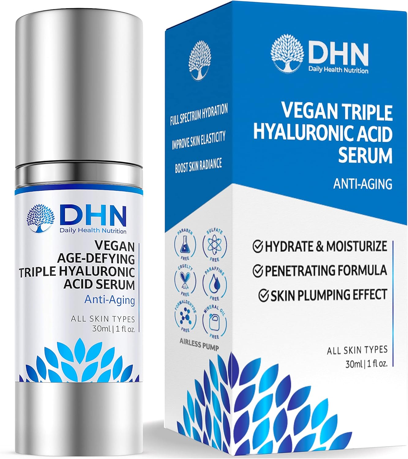 Triple Hyaluronic Acid Anti-Aging Face Serum. 3 Types of Pure Hyaluronic Acid with Vitamin C for Smoother, Firmer Looking Skin. Triple Hydrating Boost. Made in Canada, Vegan & Cruelty Free Triple Hyaluronic Acid Anti-Aging Face Serum. 3 Types of Pure Hyaluronic Acid with Vitamin C for Smoother, Firmer Looking Skin. Triple Hydrating Boost. Made in Canada, Vegan & Cruelty Free