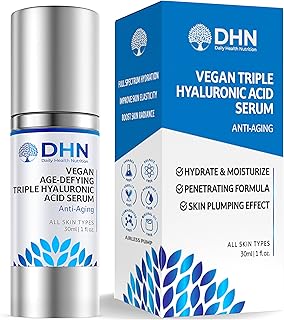Triple Hyaluronic Acid Anti-Aging Face Serum. 3 Types of Pure Hyaluronic Acid with Vitamin C for Smoother, Firmer Looking Skin. Triple Hydrating Boost. Made in Canada, Vegan & Cruelty Free